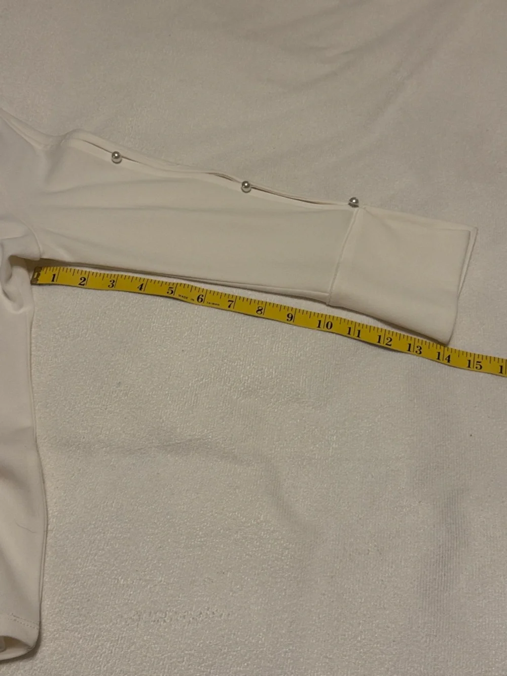 Ann Taylor Factory Cream Boatneck Long Sleeve Top with Pearl Sleeves - Picture 6 of 7